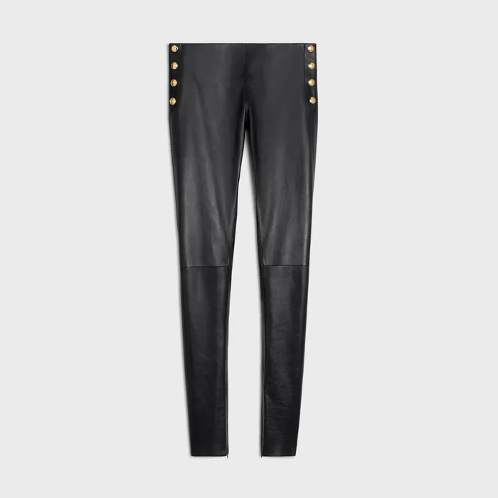 Skinny Jeans In Plong Lambskin Black Women CELINE LEATHER AND SHEARLING