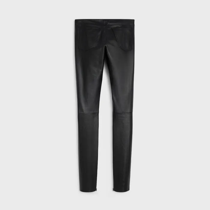 Skinny Jeans In Plong Lambskin Black Women CELINE LEATHER AND SHEARLING