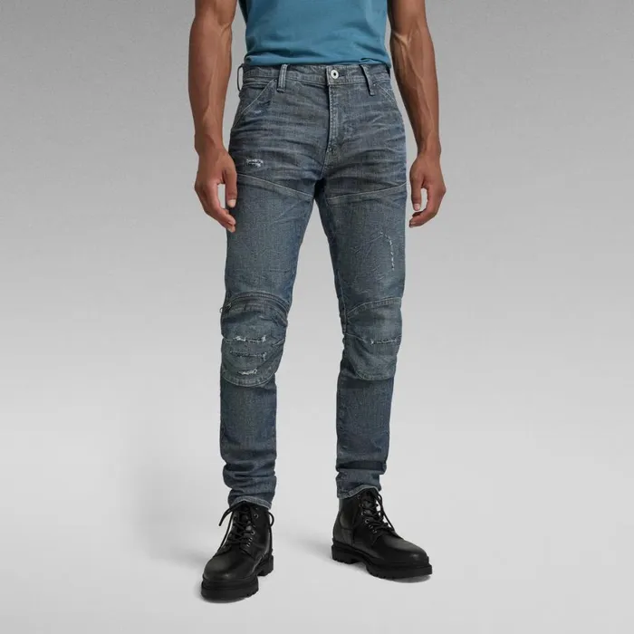 Skinny Men GStar RAW 5620 3D Zip Knee Skinny Jeans Faded Blues Restored