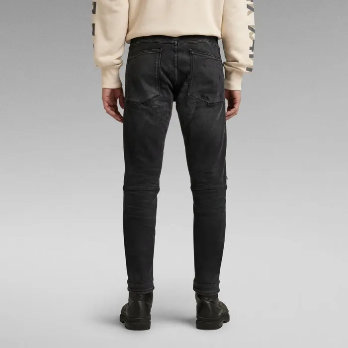 Skinny Men GStar RAW 5620 3D Zip Knee Skinny Jeans Worn In Black Onyx Restored