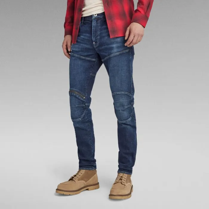 Skinny Men GStar RAW 5620 3D Zip Knee Skinny Jeans Worn In Himalayan Blue