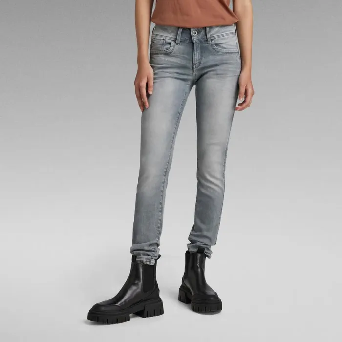 Skinny Women GStar RAW Lynn Mid Waist Skinny Jeans Faded Industrial Grey