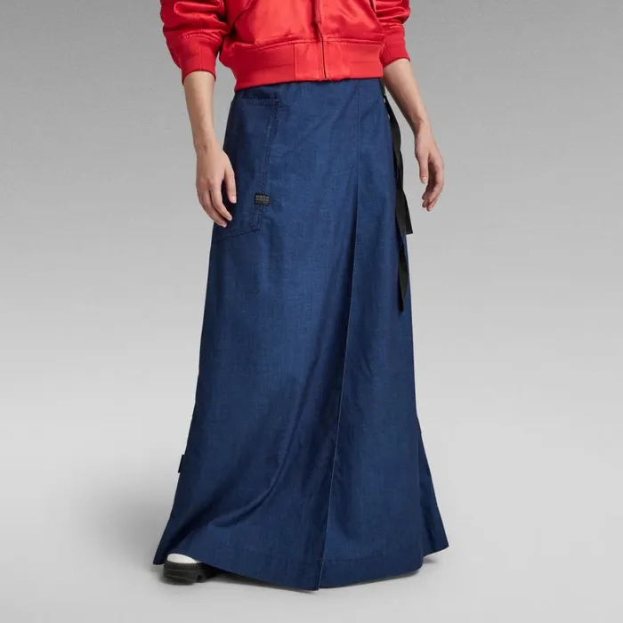 Skirts Women GStar RAW ALine Long Wrap Skirt Rinsed