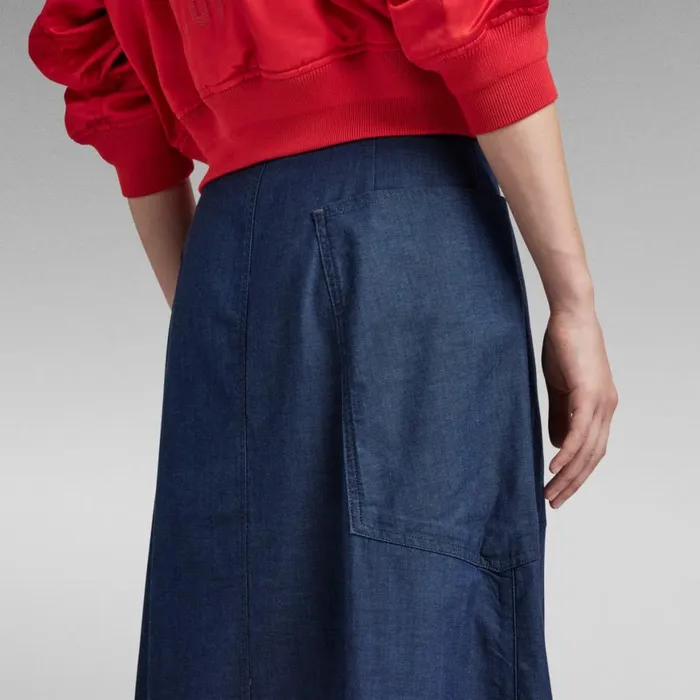 Skirts Women GStar RAW ALine Long Wrap Skirt Rinsed
