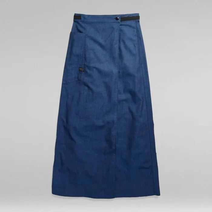 Skirts Women GStar RAW ALine Long Wrap Skirt Rinsed