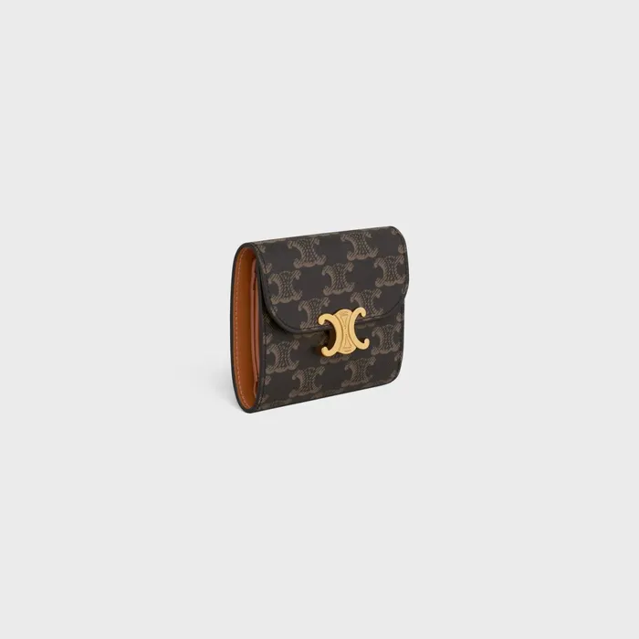 Small Wallet Triomphe In Triomphe Canvas Tan Women CELINE WALLETS Small Wallet Triomphe In Triomphe Canvas Tan Women CELINE WALLETS