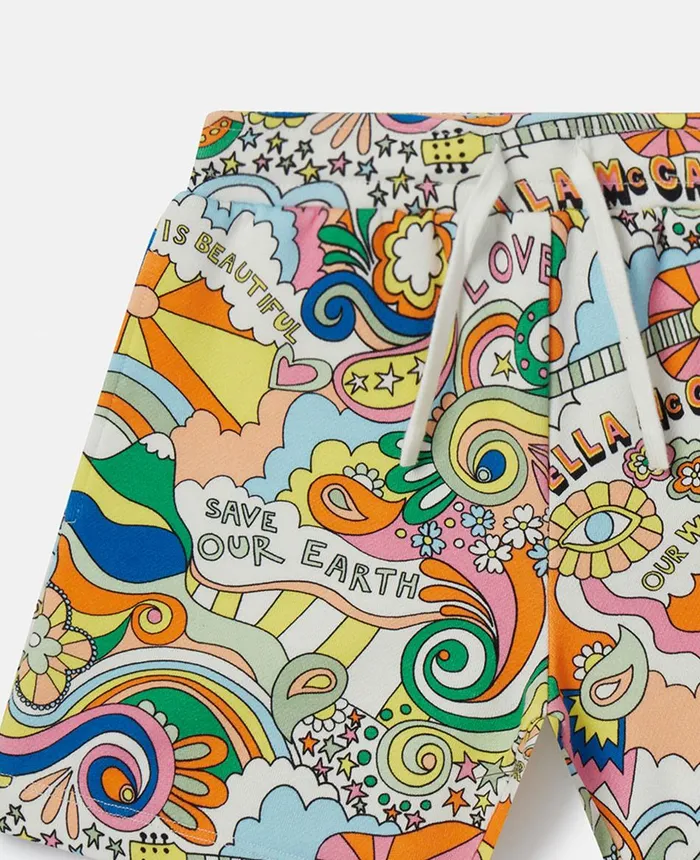 Stella McCartney 039Love To Dream039 Print Sweat Shorts Ivory Multicolour Kids Pants and Shorts Stella McCartney 039Love To Dream039 Print Sweat Shorts Ivory Multicolour Kids Pants and Shorts