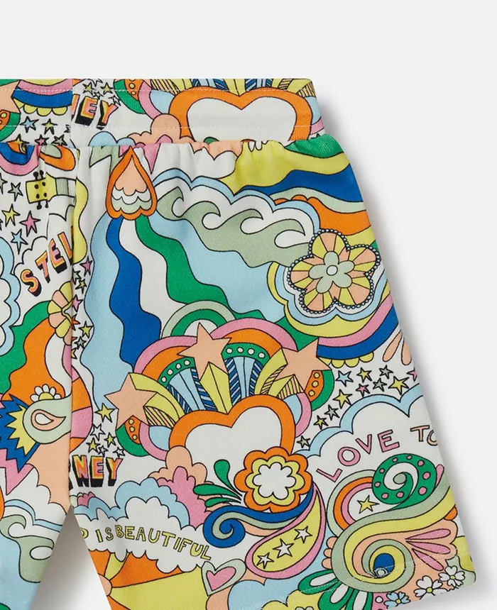 Stella McCartney 039Love To Dream039 Print Sweat Shorts Ivory Multicolour Kids Pants and Shorts Stella McCartney 039Love To Dream039 Print Sweat Shorts Ivory Multicolour Kids Pants and Shorts