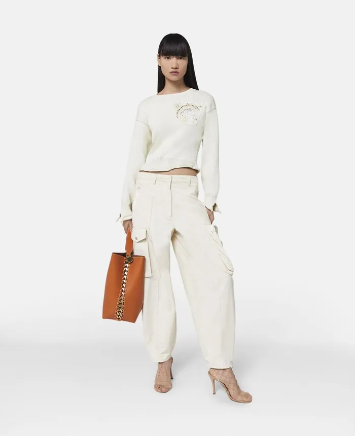 Stella McCartney Balloon Leg Cargo Trousers Magnolia Women Trousers And Shorts Stella McCartney Balloon Leg Cargo Trousers Magnolia Women Trousers And Shorts