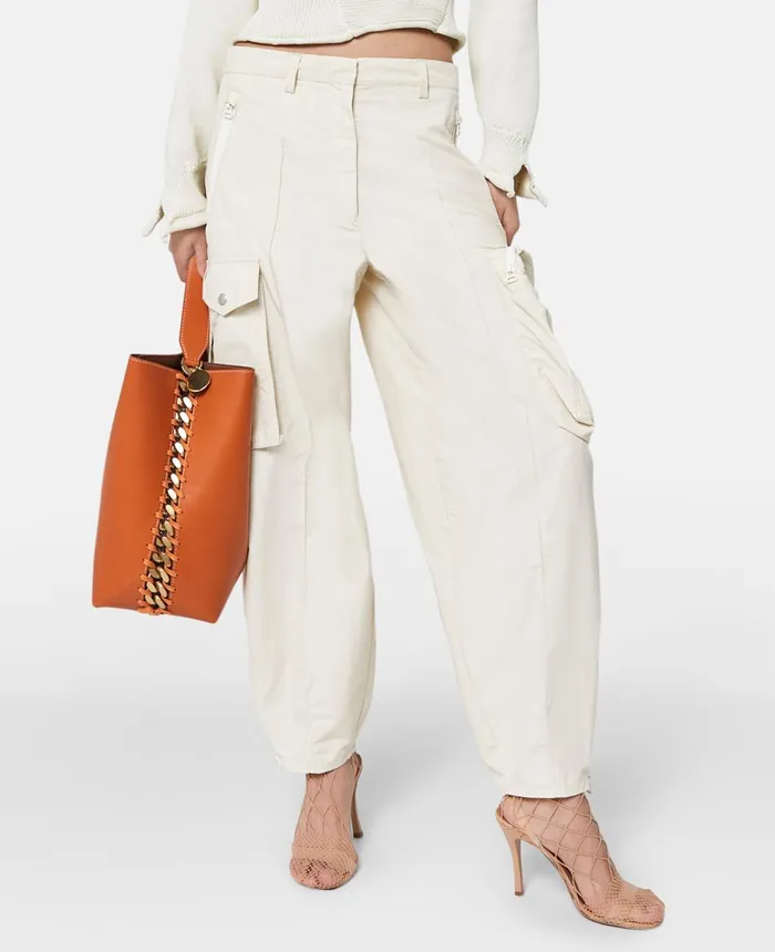 Stella McCartney Balloon Leg Cargo Trousers Magnolia Women Trousers And Shorts Stella McCartney Balloon Leg Cargo Trousers Magnolia Women Trousers And Shorts