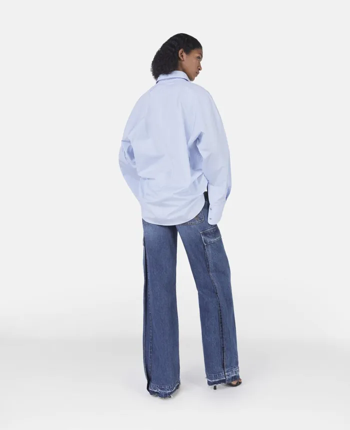 Stella McCartney Banana Sleeve Boyfriend Shirt Sky Blue Women Shirts And Tops Stella McCartney Banana Sleeve Boyfriend Shirt Sky Blue Women Shirts And Tops