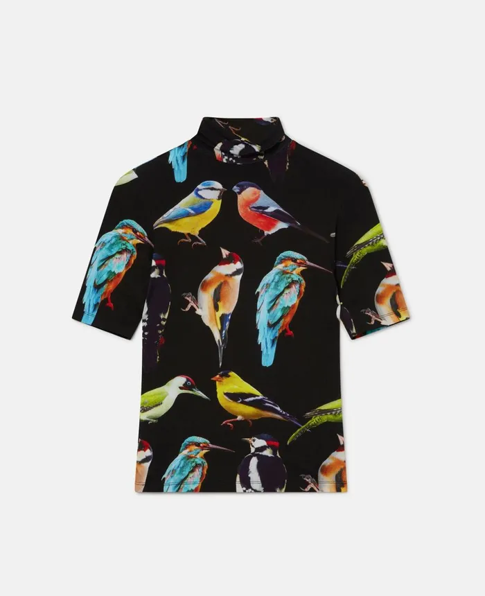 Stella McCartney Bird Crest Print Stretch Top Blackgrey Women Sweatshirts And TShirts Stella McCartney Bird Crest Print Stretch Top Blackgrey Women Sweatshirts And TShirts