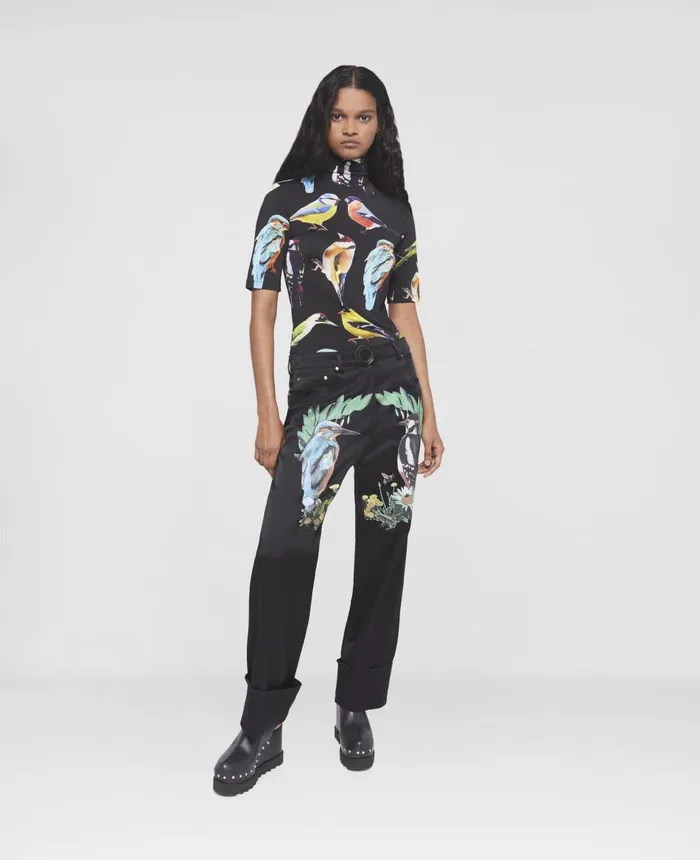 Stella McCartney Bird Crest Print Stretch Top Blackgrey Women Sweatshirts And TShirts Stella McCartney Bird Crest Print Stretch Top Blackgrey Women Sweatshirts And TShirts