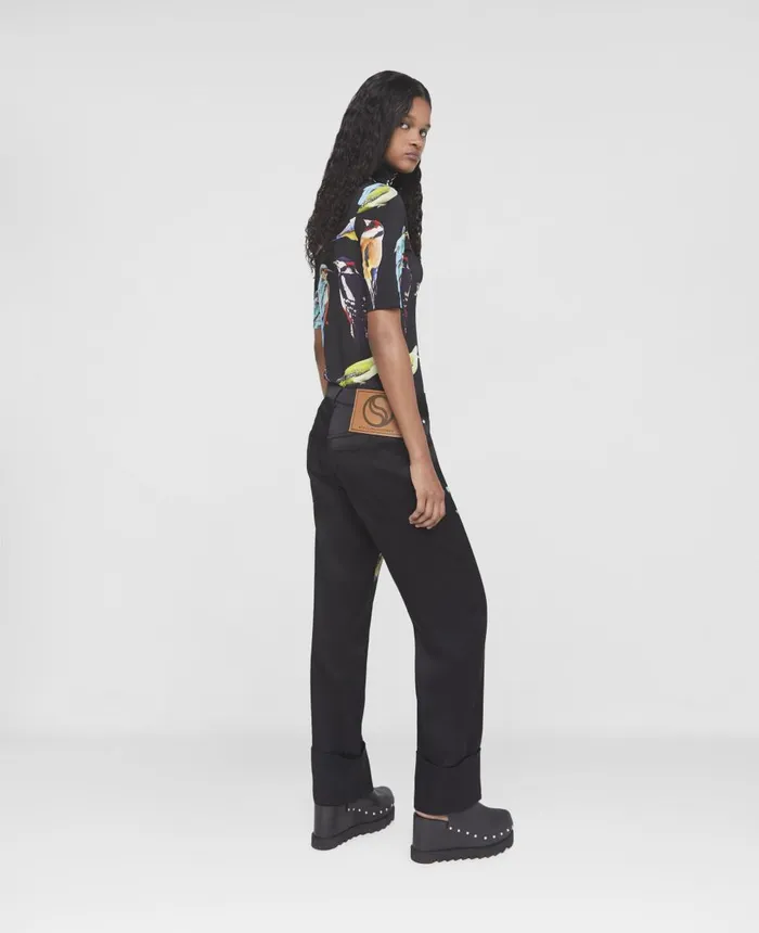 Stella McCartney Bird Crest Print Stretch Top Blackgrey Women Sweatshirts And TShirts Stella McCartney Bird Crest Print Stretch Top Blackgrey Women Sweatshirts And TShirts