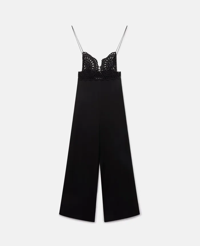 Stella McCartney Broderie Anglaise Bustier Jumpsuit Black Women Jumpsuits