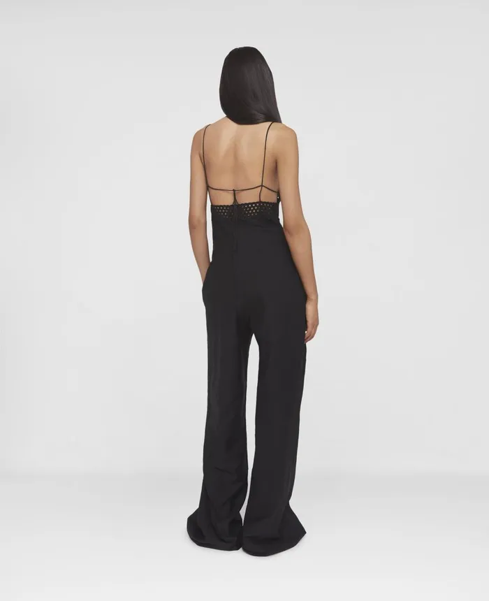 Stella McCartney Broderie Anglaise Bustier Jumpsuit Black Women Jumpsuits