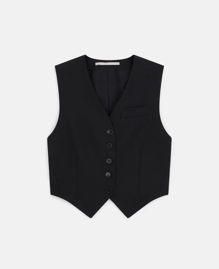 Stella McCartney Cropped Waistcoat Black Women Coats And Jackets