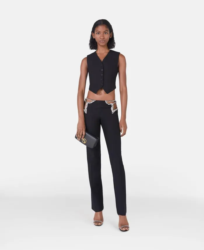 Stella McCartney Cropped Waistcoat Black Women Coats And Jackets