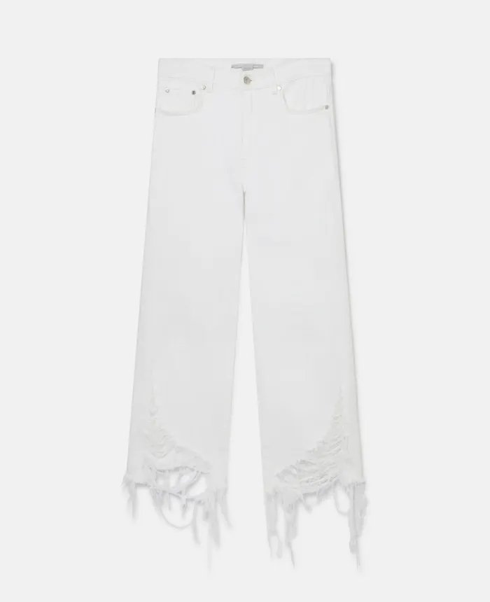 Stella McCartney Distressed KickFlare Jeans White Women Trousers And Shorts