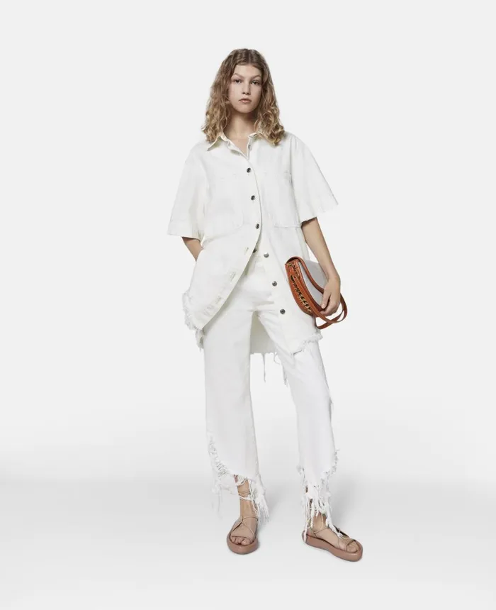 Stella McCartney Distressed KickFlare Jeans White Women Trousers And Shorts