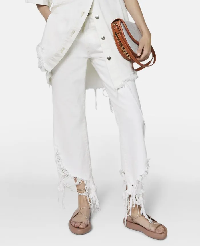 Stella McCartney Distressed KickFlare Jeans White Women Trousers And Shorts