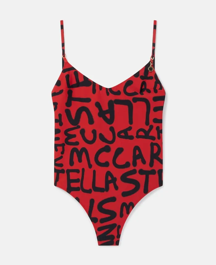 Stella McCartney Ed Curtis Logo Swimsuit Rust and Black Women Swimwear