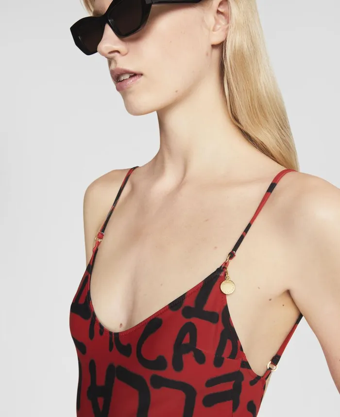Stella McCartney Ed Curtis Logo Swimsuit Rust and Black Women Swimwear