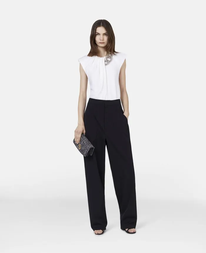 Stella McCartney Falabella Crystal Chain Sleeveless Top White Women Sweatshirts And TShirts Stella McCartney Falabella Crystal Chain Sleeveless Top White Women Sweatshirts And TShirts