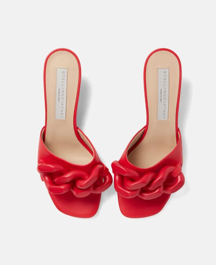 Stella McCartney Falabella Heel Slides Bright Red Women Heels