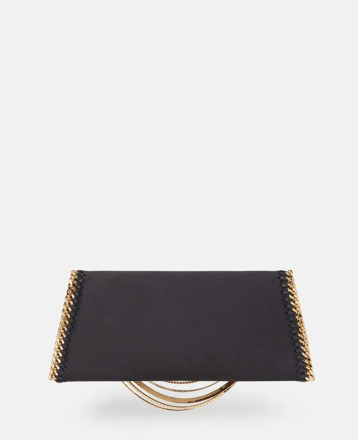 Stella McCartney Falabella MultiChain Satin Clutch Black Women Mini Bags And Clutches Stella McCartney Falabella MultiChain Satin Clutch Black Women Mini Bags And Clutches