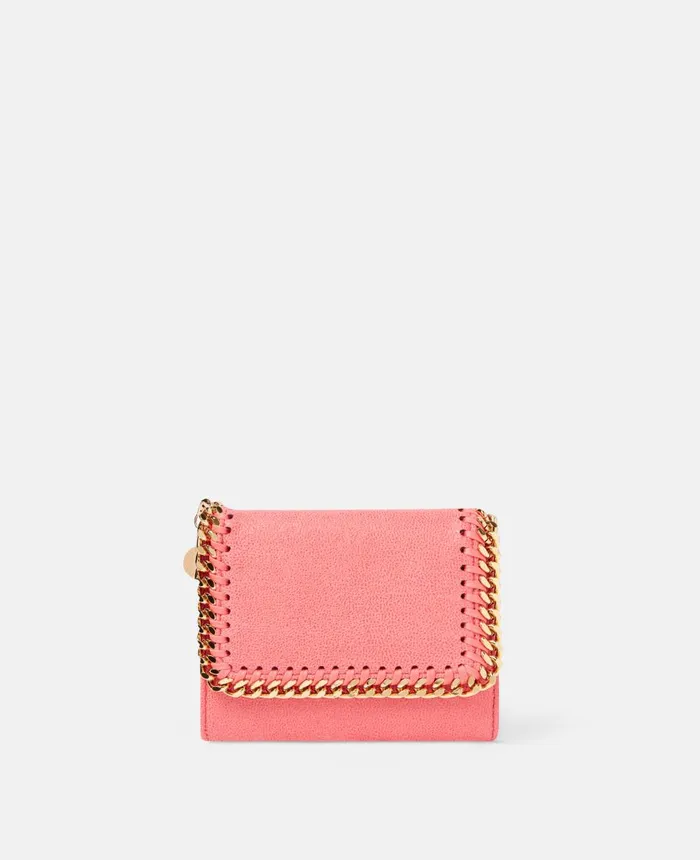 Stella McCartney Falabella Small Flap Wallet Bright Pink Women Compact Wallets Stella McCartney Falabella Small Flap Wallet Bright Pink Women Compact Wallets