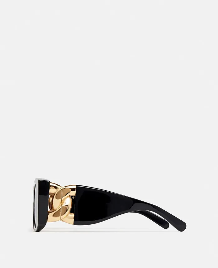 Stella McCartney Falabella Square Sunglasses Shiny Black Women Sunglasses