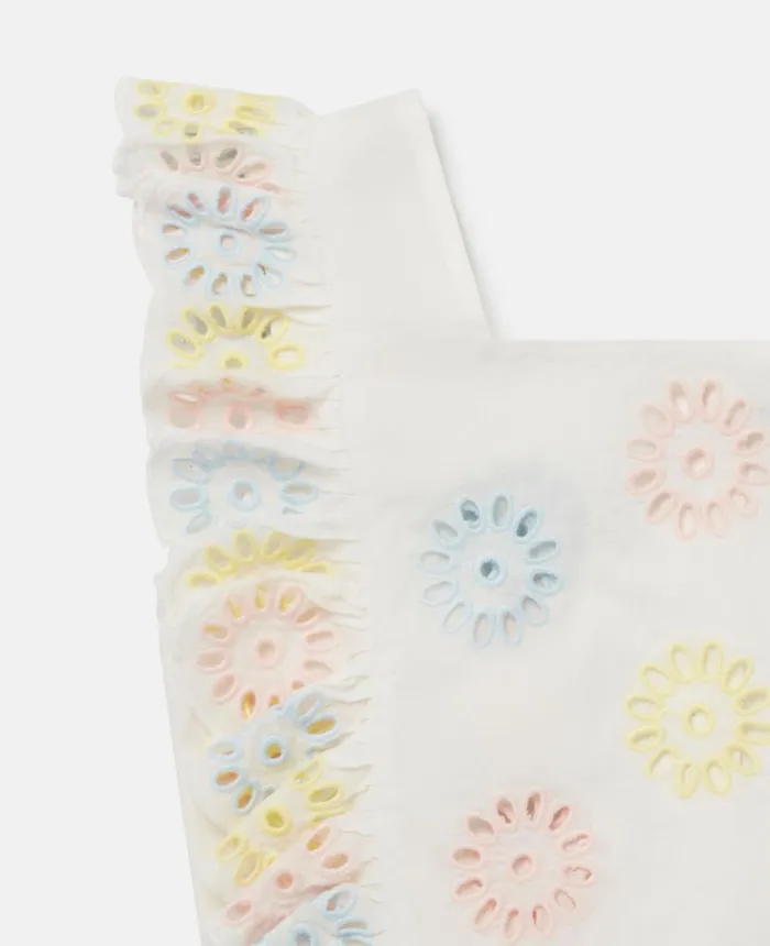 Stella McCartney Flower Crochet Crop Top Ivory Kids Sweaters and Cardigans