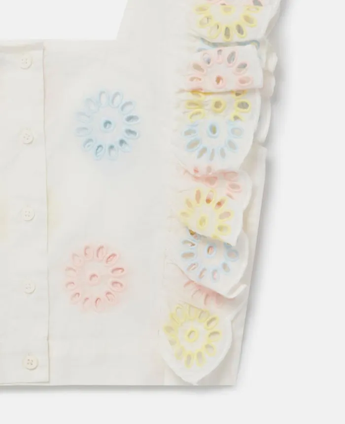 Stella McCartney Flower Crochet Crop Top Ivory Kids Sweaters and Cardigans