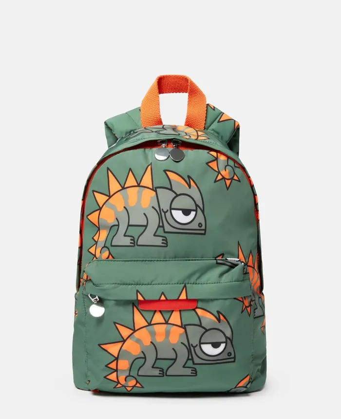 Stella McCartney Gecko Print Backpack Khaki Kids Shoes And Accessories