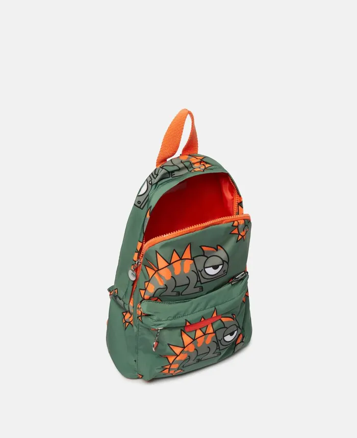 Stella McCartney Gecko Print Backpack Khaki Kids Shoes And Accessories