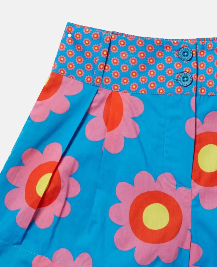 Stella McCartney Graphic Flower Print Shorts Blue Kids Pants and Shorts