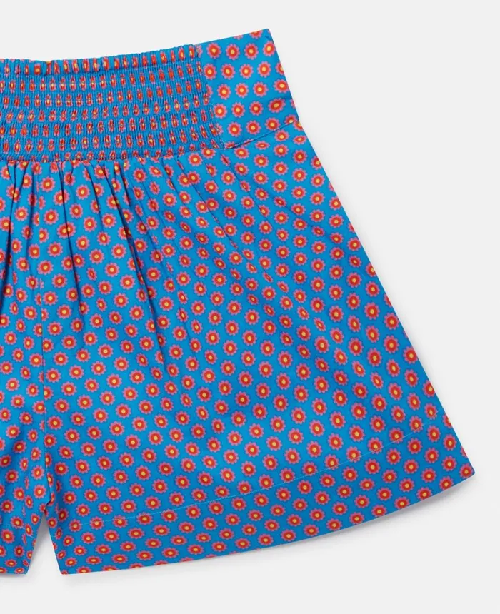 Stella McCartney Graphic Flower Print Shorts Blue Kids Pants and Shorts