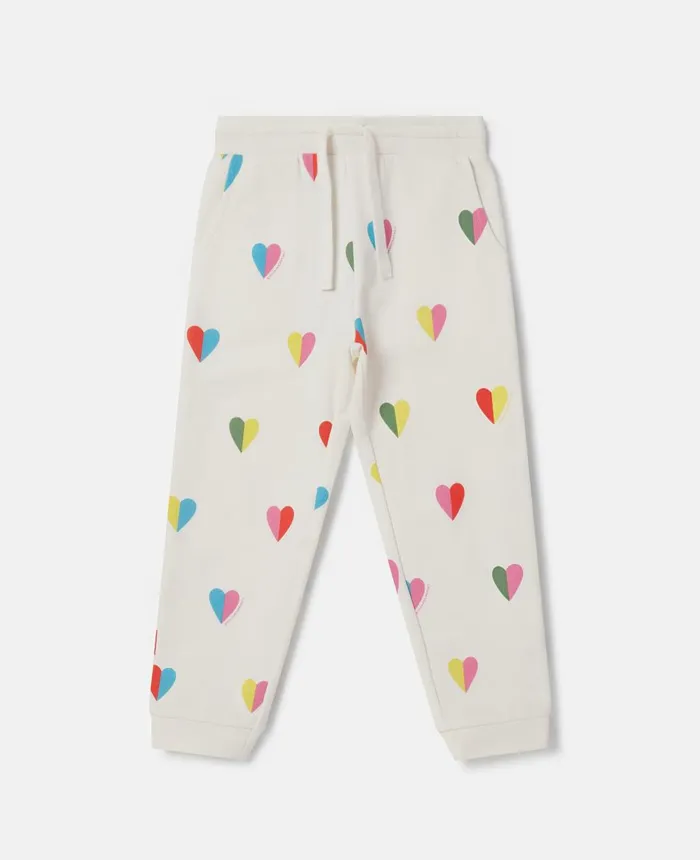 Stella McCartney Heart Print Joggers Ivory Multicolour Kids Pants and Shorts