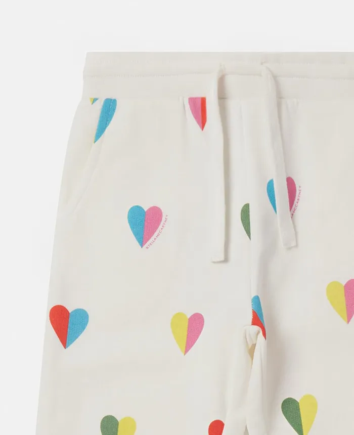 Stella McCartney Heart Print Joggers Ivory Multicolour Kids Pants and Shorts Stella McCartney Heart Print Joggers Ivory Multicolour Kids Pants and Shorts