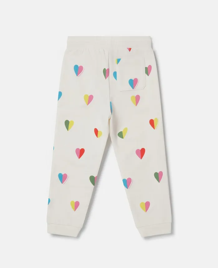 Stella McCartney Heart Print Joggers Ivory Multicolour Kids Pants and Shorts Stella McCartney Heart Print Joggers Ivory Multicolour Kids Pants and Shorts