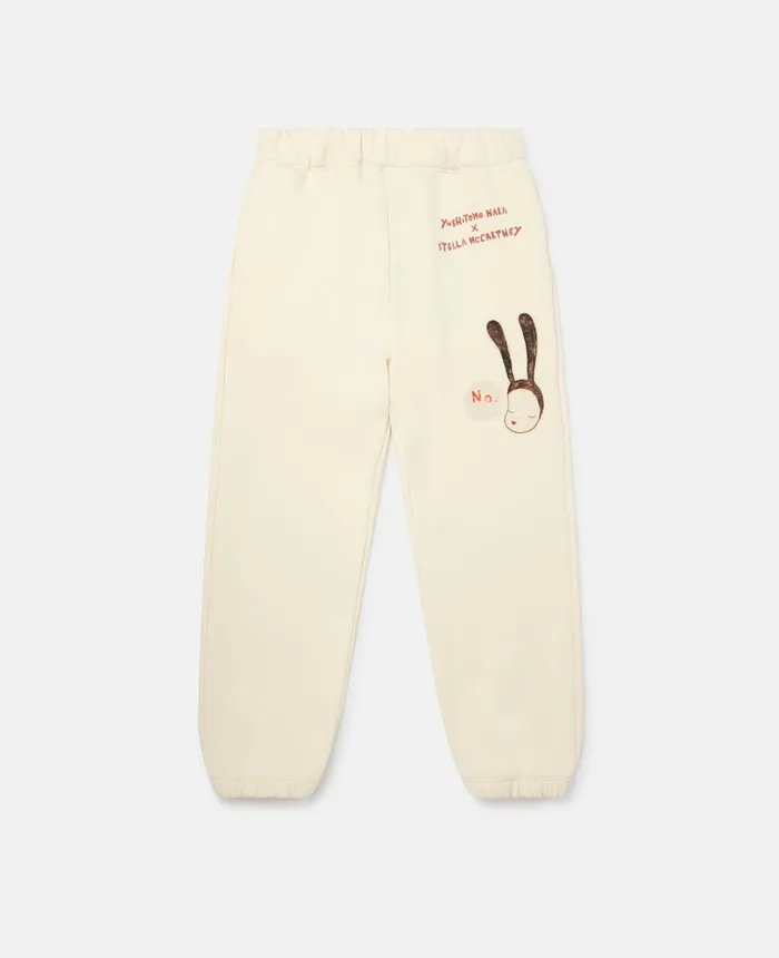 Stella McCartney Little Black Bunny Motif Joggers Ivory Kids Pants and Shorts