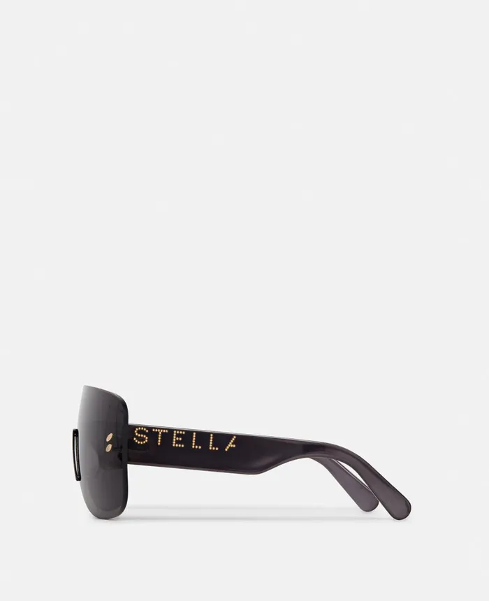 Stella McCartney Logo Stud Aviator Sunglasses Shiny Transparent Grey Women Sunglasses Stella McCartney Logo Stud Aviator Sunglasses Shiny Transparent Grey Women Sunglasses