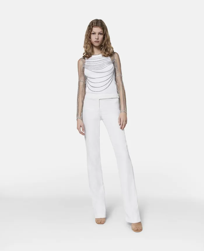 Stella McCartney Low Rise Slim Leg Tailored Trousers White Women Trousers And Shorts Stella McCartney Low Rise Slim Leg Tailored Trousers White Women Trousers And Shorts