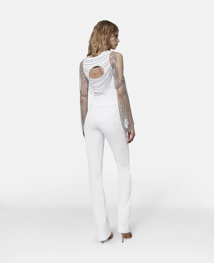 Stella McCartney Low Rise Slim Leg Tailored Trousers White Women Trousers And Shorts Stella McCartney Low Rise Slim Leg Tailored Trousers White Women Trousers And Shorts