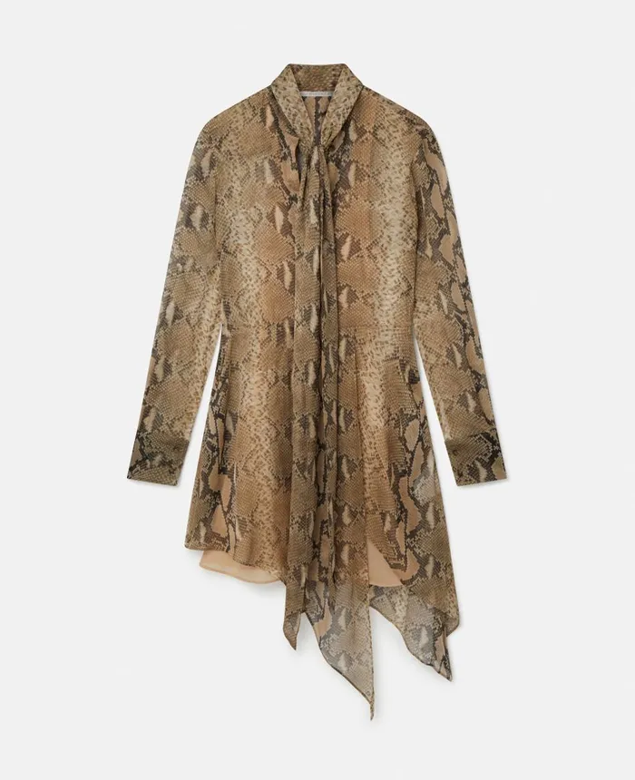 Stella McCartney Python Print Silk Chiffon Dress Brown Multicolour Women Dresses Stella McCartney Python Print Silk Chiffon Dress Brown Multicolour Women Dresses