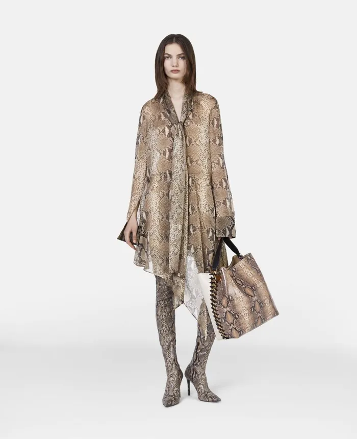 Stella McCartney Python Print Silk Chiffon Dress Brown Multicolour Women Dresses Stella McCartney Python Print Silk Chiffon Dress Brown Multicolour Women Dresses