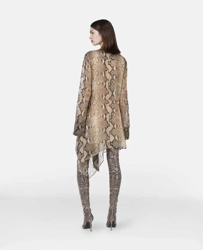 Stella McCartney Python Print Silk Chiffon Dress Brown Multicolour Women Dresses Stella McCartney Python Print Silk Chiffon Dress Brown Multicolour Women Dresses