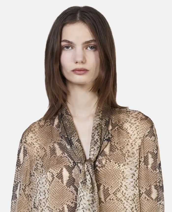 Stella McCartney Python Print Silk Chiffon Dress Brown Multicolour Women Dresses Stella McCartney Python Print Silk Chiffon Dress Brown Multicolour Women Dresses