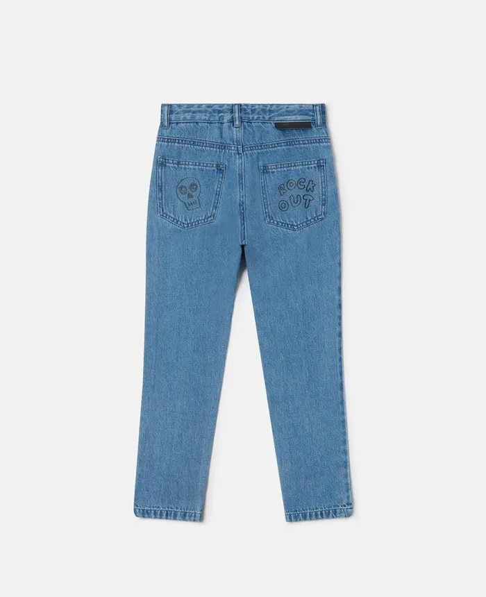 Stella McCartney Scribble Print Boyfriend Jeans Blue Kids Pants and Shorts